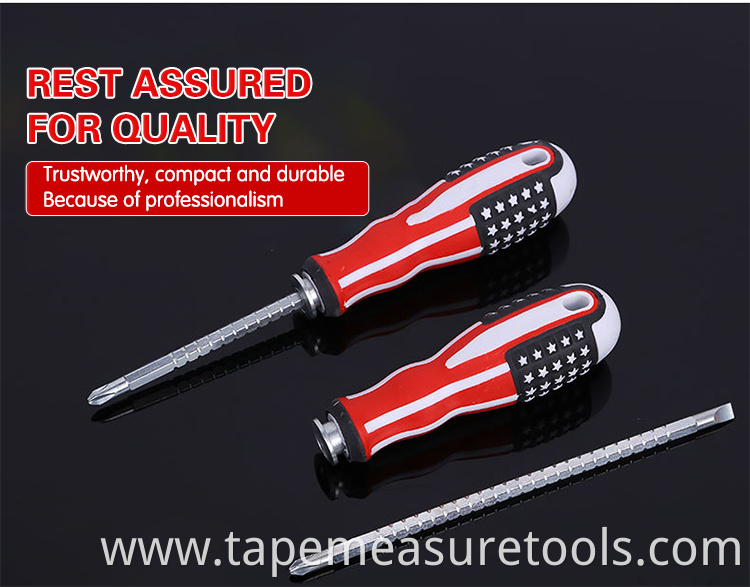 U.S. flag handle multipurpose screwdriver Telescopic slotted screwdriver with magnetic Phillips screwdriver